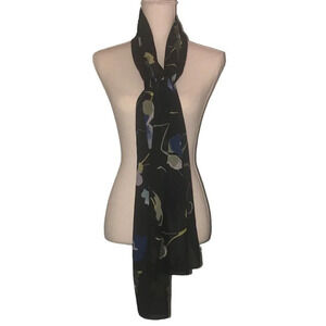 CHRISTOPHER & BANKS CJ BANKS Navy & Floral Pastels Long 75" x 21" Women's Scarf